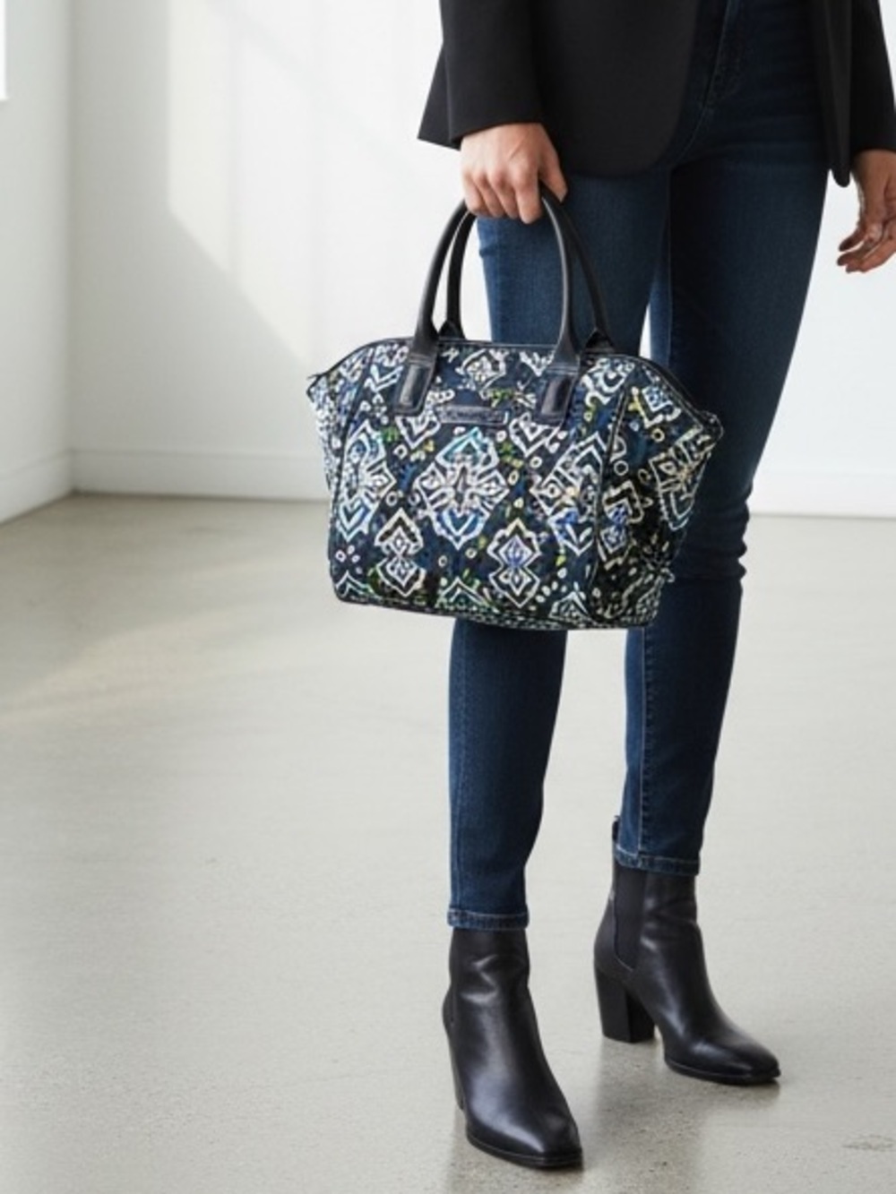 Vera Bradley Signature Print Trapeze Tote/Satchel  - Ink Blue